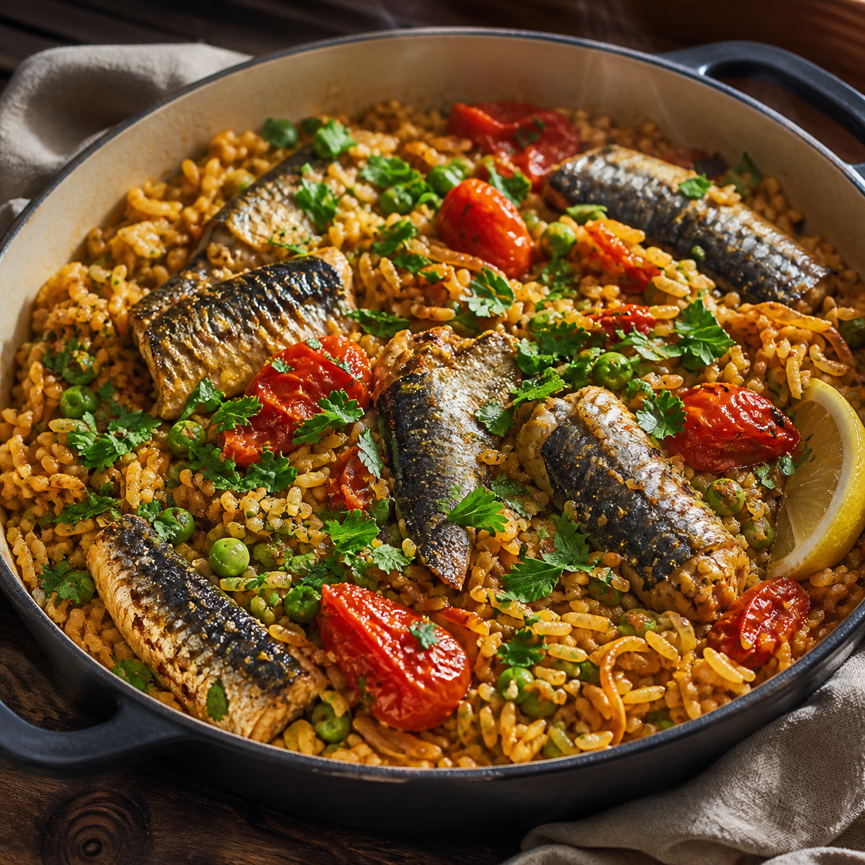 Arroz com sardinha