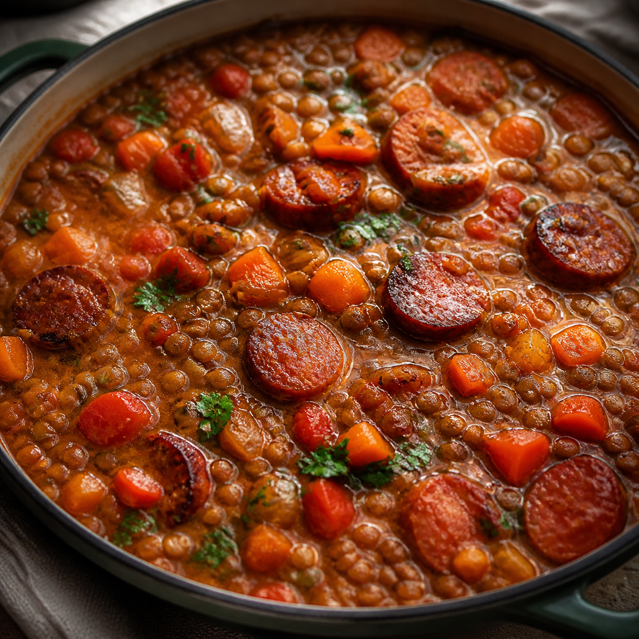 Lentilha com calabresa